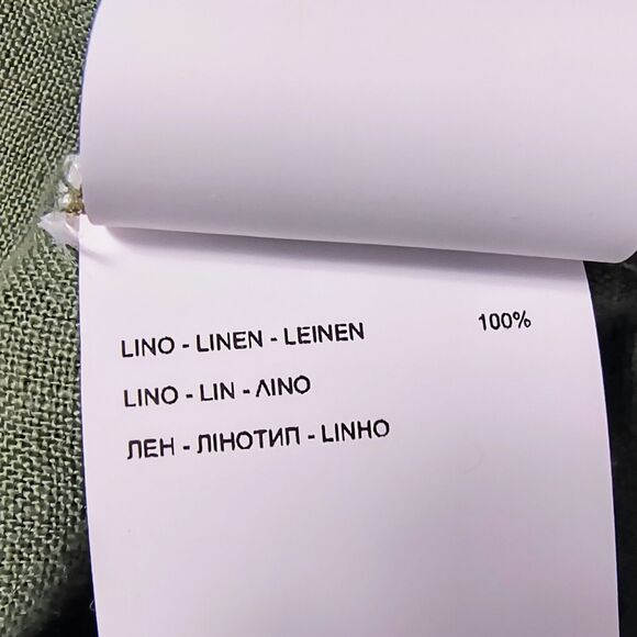 NWT Artigli Italy Linen Dress Medium Lagenlook Olive Green Roll-Tab T-Shirt Midi - Picture 9 of 9